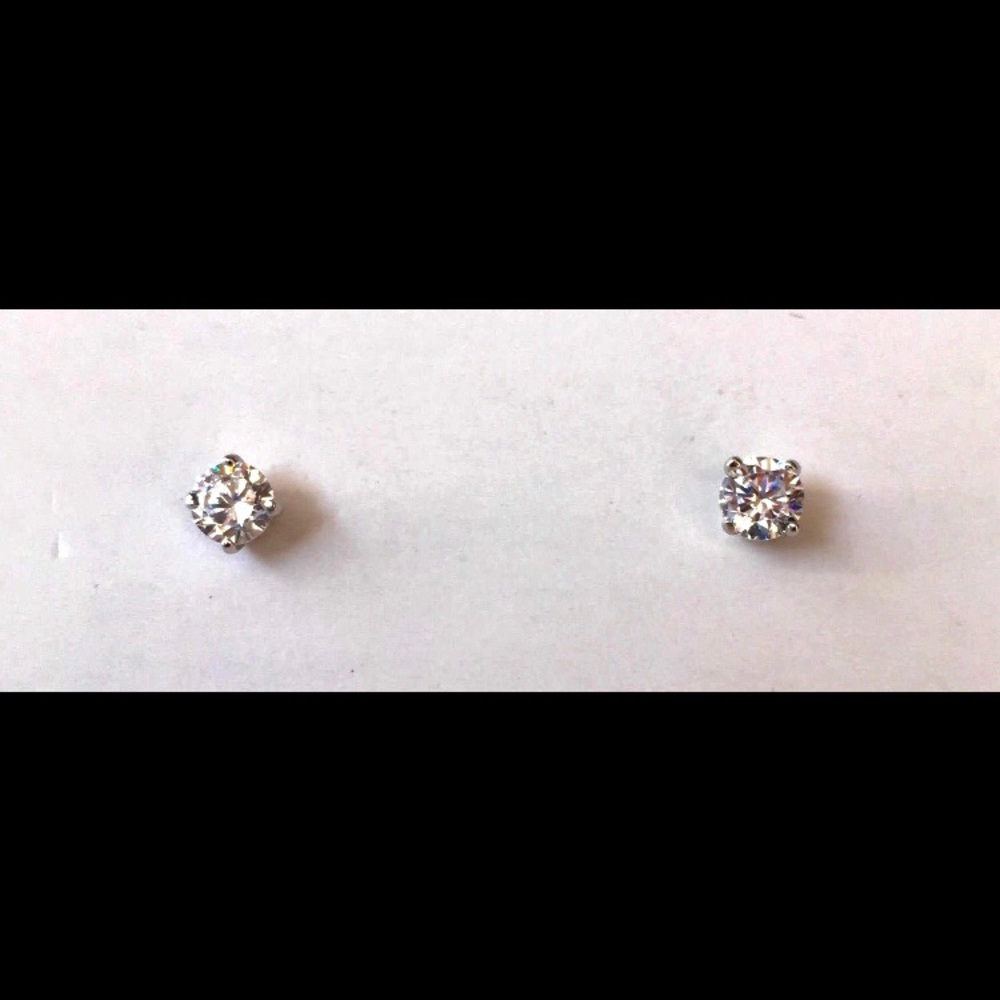 new • tiny solitaire CZ diamond stud earrings